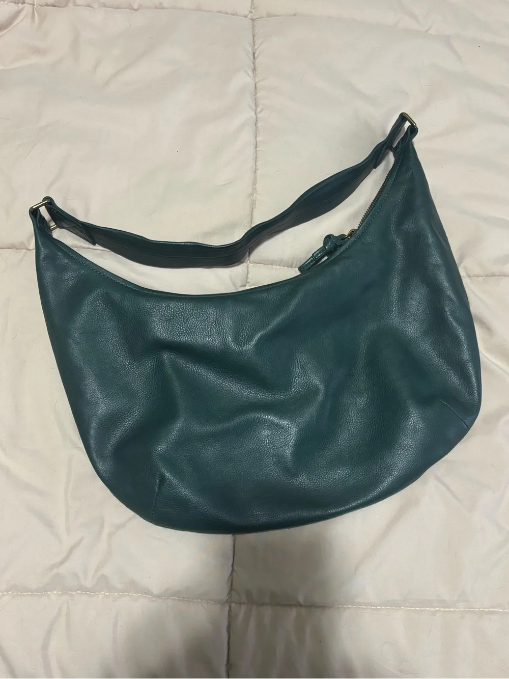Madewell Curved Leather Hobo in Deep Green - Picture 1 of 7